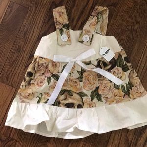 Handmade baby girl skull & roses dress 3-6 months!